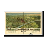 Panoramic Map - Waco, Texas, 1892 - Bird's Eye View Print