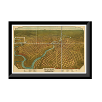 Panoramic Map - Spokane, Washington, 1905 - Bird's Eye View Print