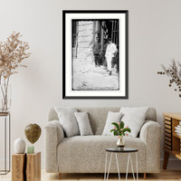 Historic Framed Print, Guarding Assay Office Entrance, Wall St.,  17-7/8" x 21-7/8"