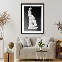 Historic Framed Print, Woman on a pedastal,  17-7/8" x 21-7/8"