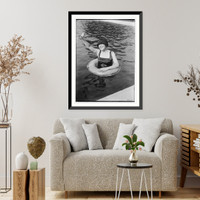 Historic Framed Print, Valentine in pool,  17-7/8" x 21-7/8"