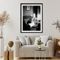 Historic Framed Print, J.C. Smith sitting on sofa,  17-7/8" x 21-7/8"