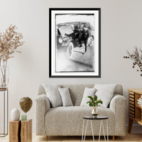 Historic Framed Print, Chamlee about to fix auto,  17-7/8" x 21-7/8"