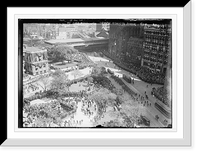 Historic Framed Print, Olympic Athletes Parade, crowds and marchers at City Hall Park, New York,  17-7/8" x 21-7/8"