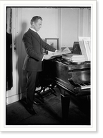 Historic Framed Print, Johnson standing near piano,  17-7/8" x 21-7/8"