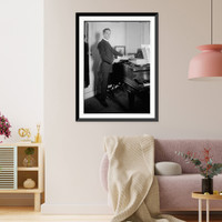 Historic Framed Print, Johnson standing near piano - 2,  17-7/8" x 21-7/8"