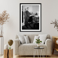 Historic Framed Print, Johnson standing near piano - 2,  17-7/8" x 21-7/8"