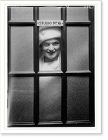 Historic Framed Print, Stanley looking out of window, of studio 6,  17-7/8" x 21-7/8"