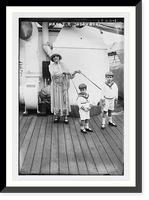 Historic Framed Print, Mrs. E.R. Jagenburg with 2 sons in harnesses,  17-7/8" x 21-7/8"