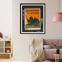 Historic Framed Print, Adventure and action Enlist in the field artillery U.S. Army.Harry S. Mueller Major Infantry.,  17-7/8" x 21-7/8"