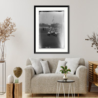 Historic Framed Print, Ruth leading Yankees at opening game ceremony, 1923,  17-7/8" x 21-7/8"