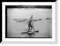 Historic Framed Print, Man operating water tricycle,  17-7/8" x 21-7/8"