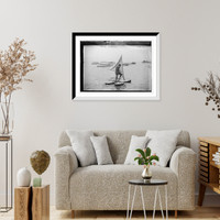 Historic Framed Print, Man operating water tricycle,  17-7/8" x 21-7/8"