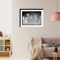 Historic Framed Print, L.S. Chandler, speaking, with Munson Morris and Edwin Bailey, Jr., on platform, Hicksville,  17-7/8" x 21-7/8"