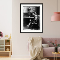 Historic Framed Print, Landowska and Chopin's piano,  17-7/8" x 21-7/8"