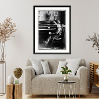 Historic Framed Print, Landowska and Chopin's piano,  17-7/8" x 21-7/8"