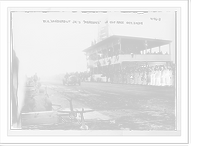 Historic Framed Print, Vanderbilt Cup Auto Race, W.K. Vanderbilt, Jr.'s "Mercedes" on track in front of grandstand - 2,  17-7/8" x 21-7/8"