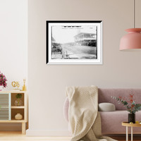 Historic Framed Print, Vanderbilt Cup Auto Race, Robertson in "Locomobile" on race track,  17-7/8" x 21-7/8"