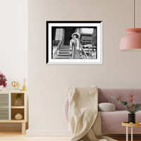 Historic Framed Print, Suffragette Trixie Friganza, decending steps, New York,  17-7/8" x 21-7/8"