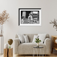 Historic Framed Print, Suffragette Trixie Friganza, decending steps, New York,  17-7/8" x 21-7/8"