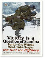 Victory is a question of stamina. Send - the wheat meat fats sugar. The fuel for fighters United States Food Administration.Harvey Dunn 1917, Vintage Print
