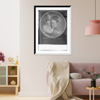 Historic Framed Print, Queen of Holland holding Princess Juliana, cameo portrait,  17-7/8" x 21-7/8"