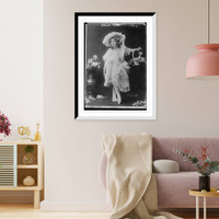 Historic Framed Print, Adeline Genee, holding basket of flowers, in ballet pose,  17-7/8" x 21-7/8"