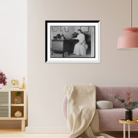 Historic Framed Print, Dr. Anna Shaw, seated at desk, with unidentified woman,  17-7/8" x 21-7/8"