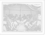 Historic Framed Print, Sherman with others at flag-bedecked podium during Taft Parade, New York,  17-7/8" x 21-7/8"