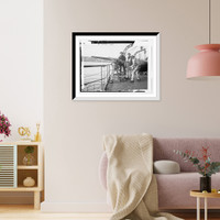Historic Framed Print, Sighting instrument on deck of Amiral Aube, French ship,  17-7/8" x 21-7/8"