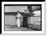 Historic Framed Print, Two sailors in bayonet drill aboard deck of Amiral Aube, French ship,  17-7/8" x 21-7/8"