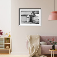 Historic Framed Print, Two sailors in bayonet drill aboard deck of Amiral Aube, French ship,  17-7/8" x 21-7/8"