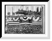 Historic Framed Print, Inauguration of Cleveland - flag bedecked podium and crowd,  17-7/8" x 21-7/8"