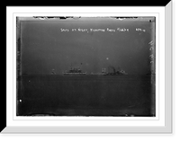 Historic Framed Print, Ships on the water, nighttime, Hampton Roads,  17-7/8" x 21-7/8"
