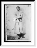Historic Framed Print, Maniac man chained to wall, exhibit in "Fool Tower", Vienna,  17-7/8" x 21-7/8"