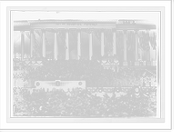 Historic Framed Print, Taft on Inaugural platform, flag-bedecked podium,  17-7/8" x 21-7/8"