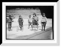 Historic Framed Print, Children with tricycles, playing in street, New York,  17-7/8" x 21-7/8"