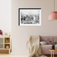 Historic Framed Print, School children outside digging, making garden - 2,  17-7/8" x 21-7/8"