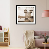 Historic Framed Print, Nashville Tennessee. Fortified bridge over the Cumberland River,  17-7/8" x 21-7/8"