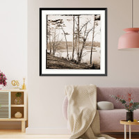 Historic Framed Print, Point of Rocks Virginia. View of Appomattox River. (Butlers signal tower in distanc,  17-7/8" x 21-7/8"