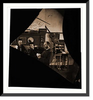 Historic Framed Print, Quarters of Dr. David McKay (Army of the James) interior view withi men playing car,  17-7/8" x 21-7/8"