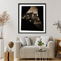 Historic Framed Print, Quarters of Dr. David McKay (Army of the James) interior view withi men playing car,  17-7/8" x 21-7/8"
