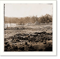 Historic Framed Print, Richmond Virginia. Stacked and scattered ammunition near the State Arsenal,  17-7/8" x 21-7/8"