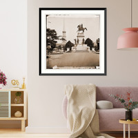Historic Framed Print, Richmond Virginia. Washington monument; St. Pauls Church in left background,  17-7/8" x 21-7/8"