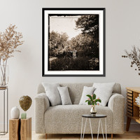 Historic Framed Print, Savannah Georgia. Bridge over stream,  17-7/8" x 21-7/8"