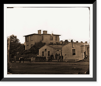 Historic Framed Print, Washington District of Columbia. Eight soldiers in formation in front of temporary,  17-7/8" x 21-7/8"