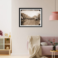 Historic Framed Print, Washington District of Columbia. Hancocks Veteran Corps on F Street N.W. Washington,  17-7/8" x 21-7/8"