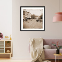 Historic Framed Print, Washington District of Columbia. Infantry passing on Pennsylvania Avenue near the T,  17-7/8" x 21-7/8"