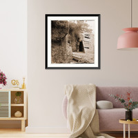 Historic Framed Print, Yorktown Virginia. Cornwallis cave. Used as a powder magazine by the Confederates,  17-7/8" x 21-7/8"