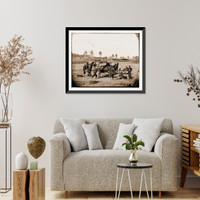 Historic Framed Print, Zouave ambulance crew demonstrating removal of wounded soldiers from the field,  17-7/8" x 21-7/8"